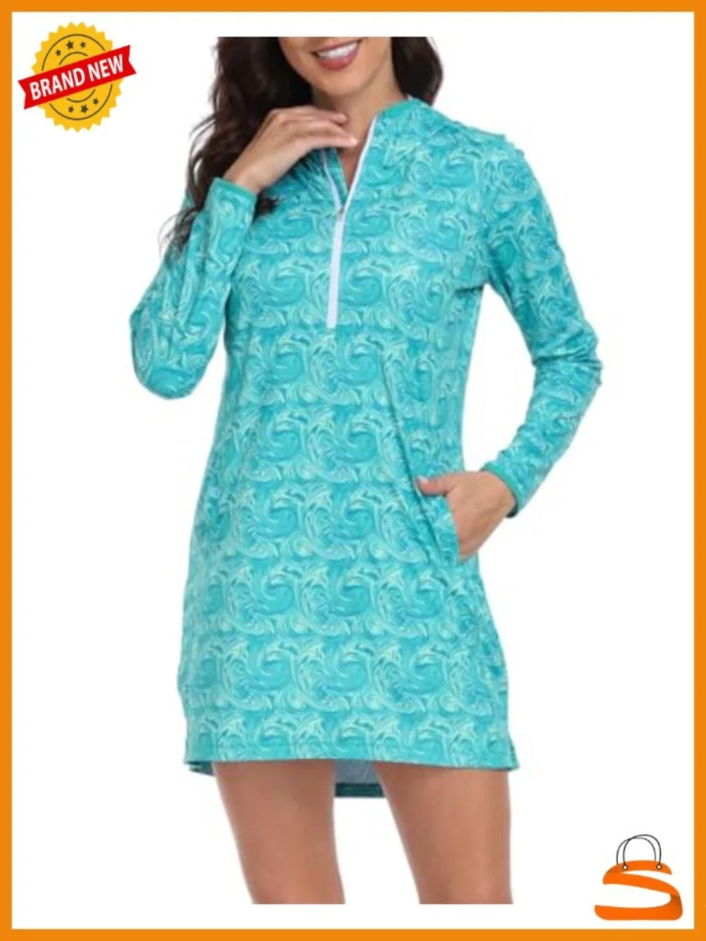 HDE Hooded Tunic Beach Coverup Long Sleeve UV Protection Swim Cover Up